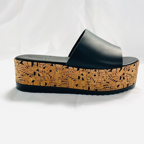 *NEW* Unique Greek Black Leather Platform Sandals - Picture 2 of 6